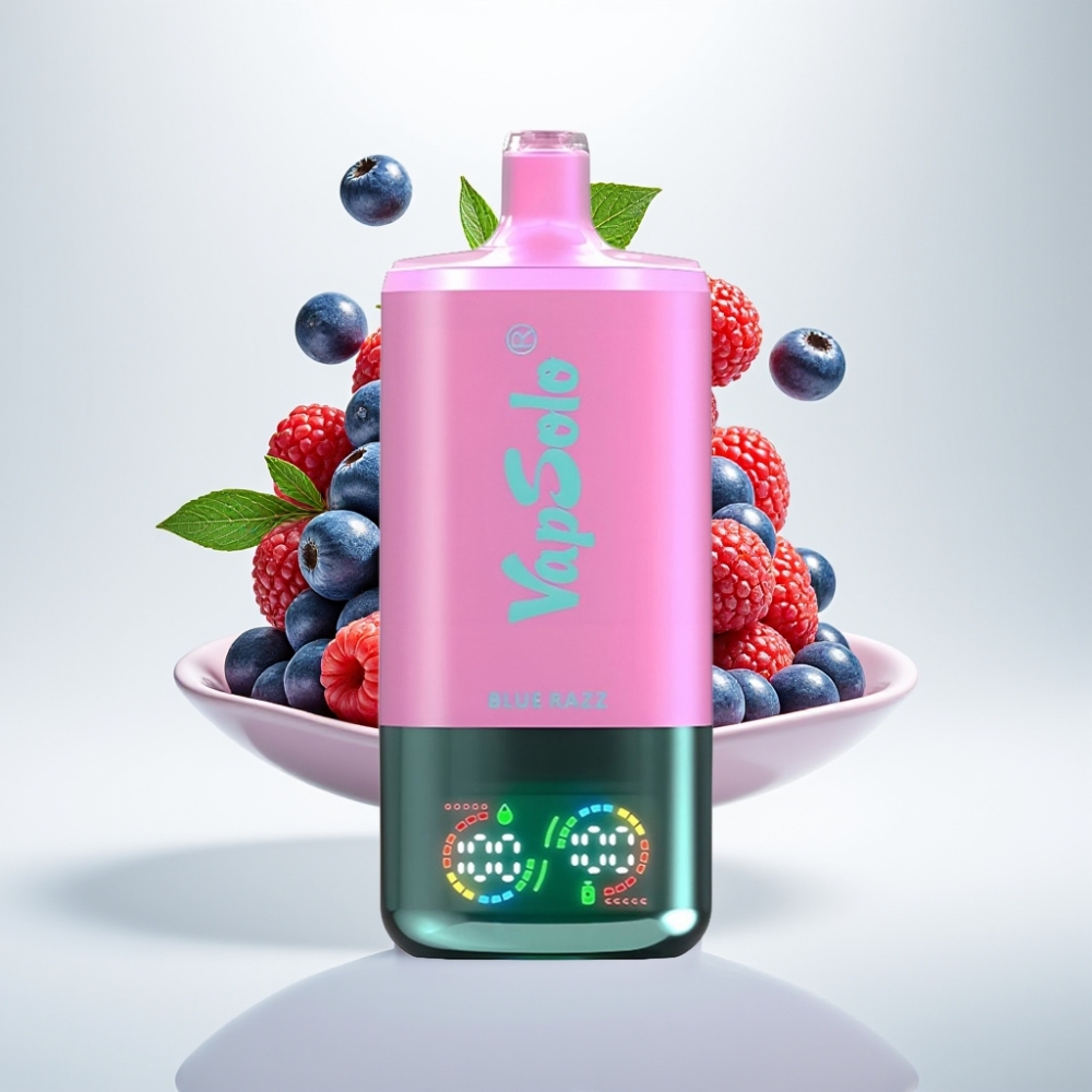 VapSolo Triple 30000 Puffs Disposable Vape Plavi Razz – 40ml, 20/50mg/ml, 3 spremnika, Type-C