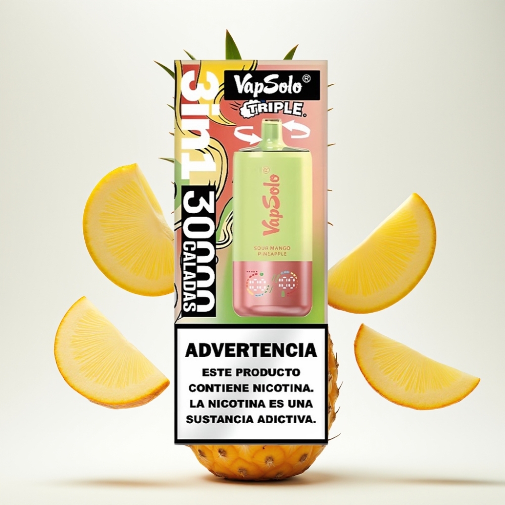 VapSolo Triple 30000 Puffs Jednokratna Vape Kiselo Mango Ananas | 40ml, 3 spremnika, Type-C