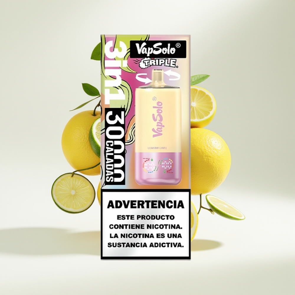 VapSolo Triple 30000 Puffs Jednokratna Vape Limun-Limeta | 40ml | 3 spremnika | Type-C