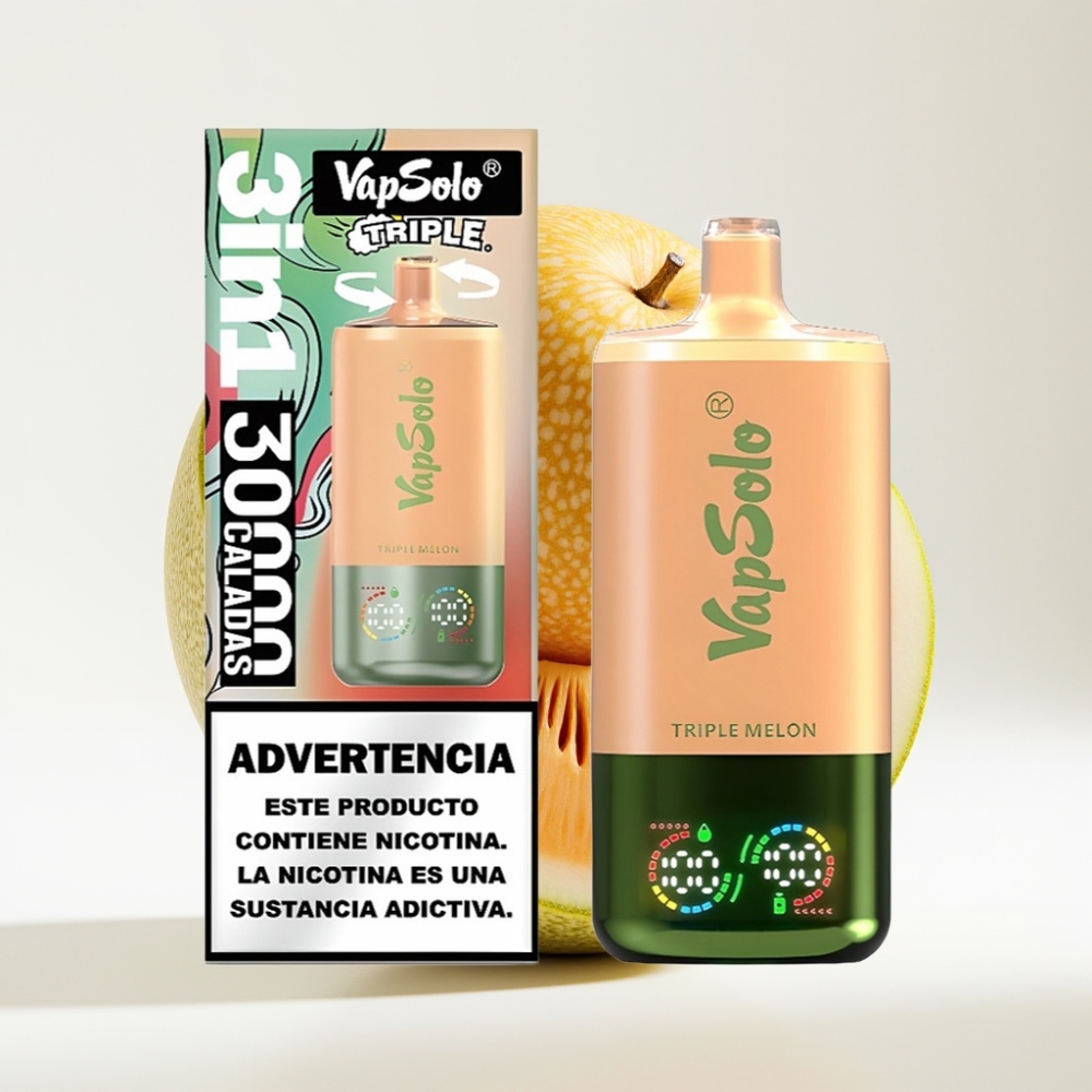 VapSolo Triple 30000 Puffs Jednokratna Vape – Trostruka Dinja, 40ml, 20/50 mg/ml, 3 spremnika, Type-C