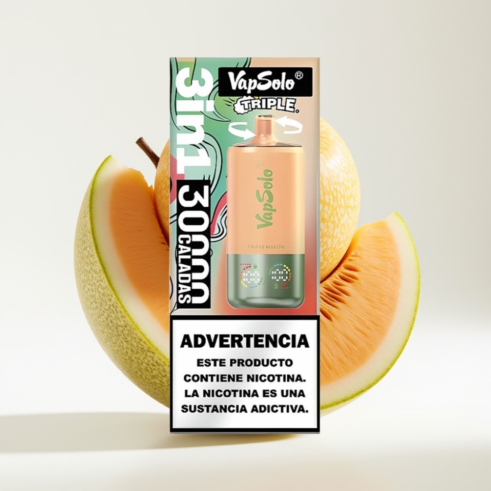 VapSolo Triple 30000 Puffs Jednokratna Vape – Trostruka Dinja, 40ml, 20/50 mg/ml, 3 spremnika, Type-C