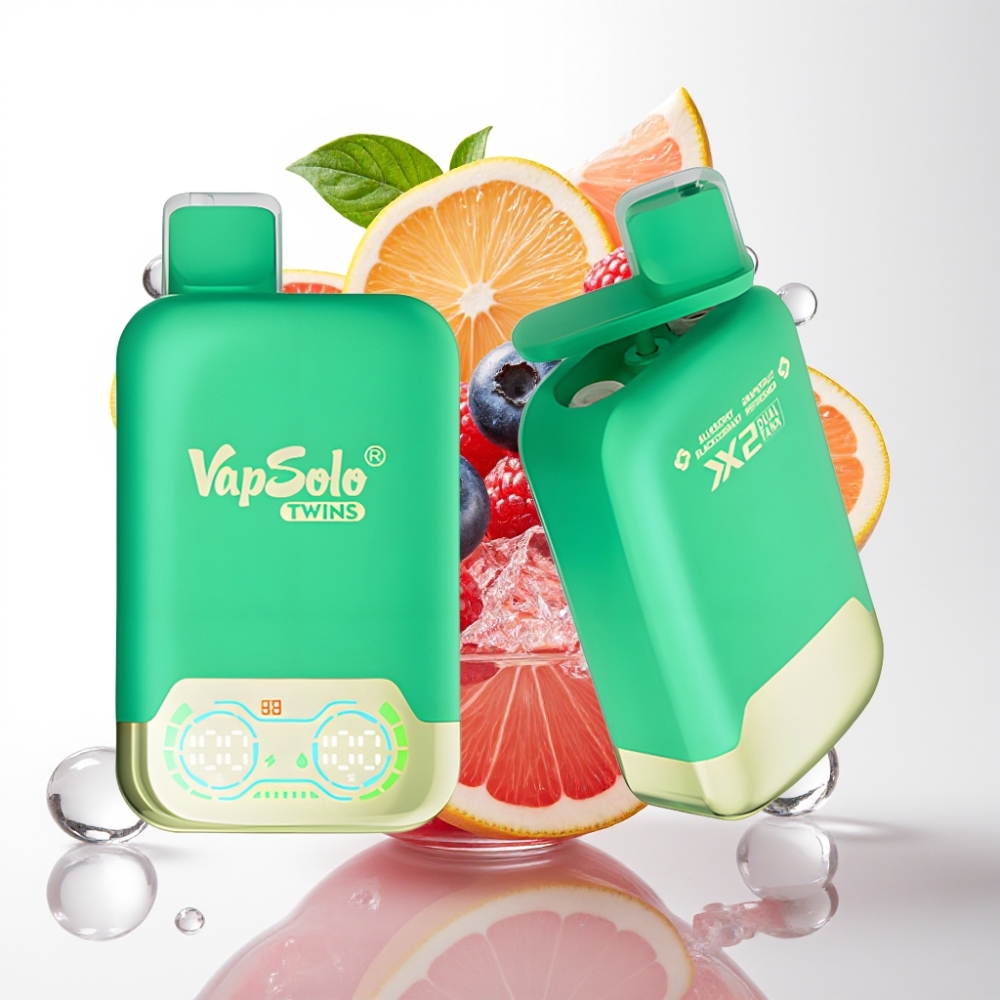 Vapsolo Twins 20000 Puffs Disposable Vape Borovnica & Ribizla Grejpfrut Osveživač 40ml, 20mg/50mg, Type-C