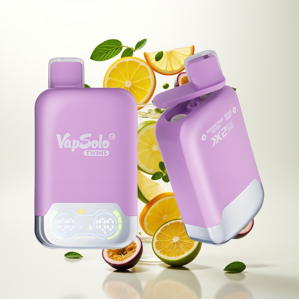 Vapsolo Twins 20000 Puffs Disposable Vape Marakuja Mojito & Trostruka Metvica i Vapsolo Twins 20000 Puffs, 40 ml, 20mg/ml/50mg/ml, Tip-C