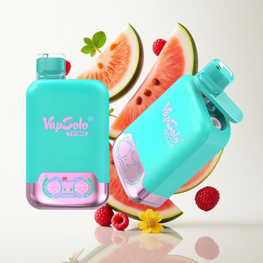 Vapsolo Twins 20000 Puffs Disposable Vape Trostruka dinja & malina lubenica – 40ml, 20/50mg, Type-C