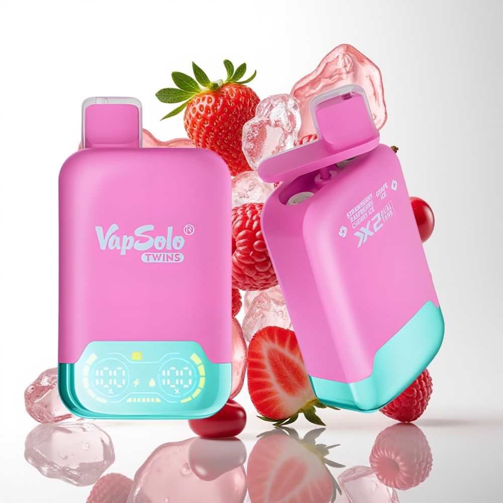 Vapsolo Twins 20000 Puffs – Jagoda Malina Trešnja Led & Grožđe Led – 40ml, 20mg/50mg, Type-C