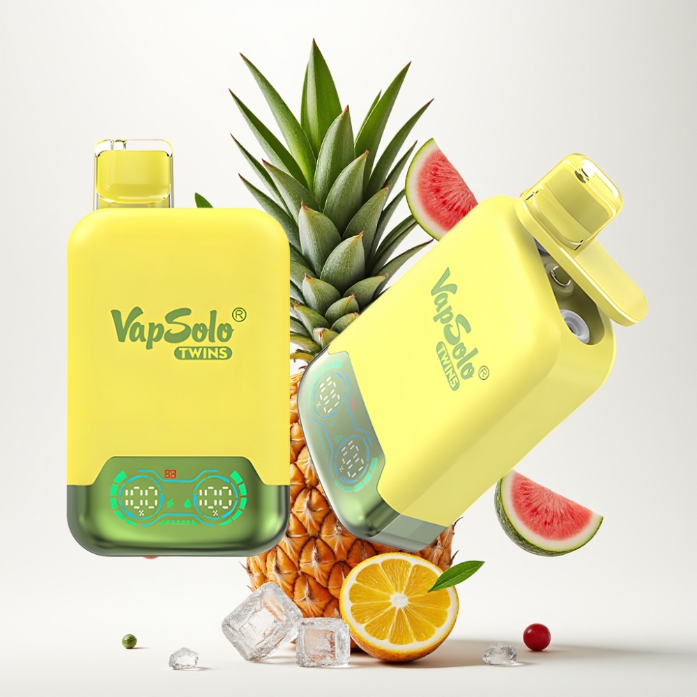 Vapsolo Twins 20000 Puffs Jednokratna Vape Ananas Kokos & Lubenica Led 40ml/20mg/50mg/Type-C