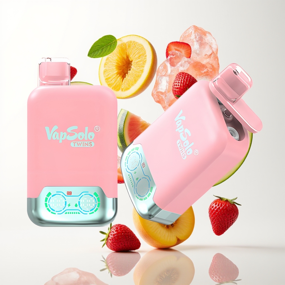 Vapsolo Twins 20000 Puffs Jednokratna Vape Jagoda Led & Mango Breskva Lubenica – 40ml, 20/50mg, 2 spremnika, Type-C