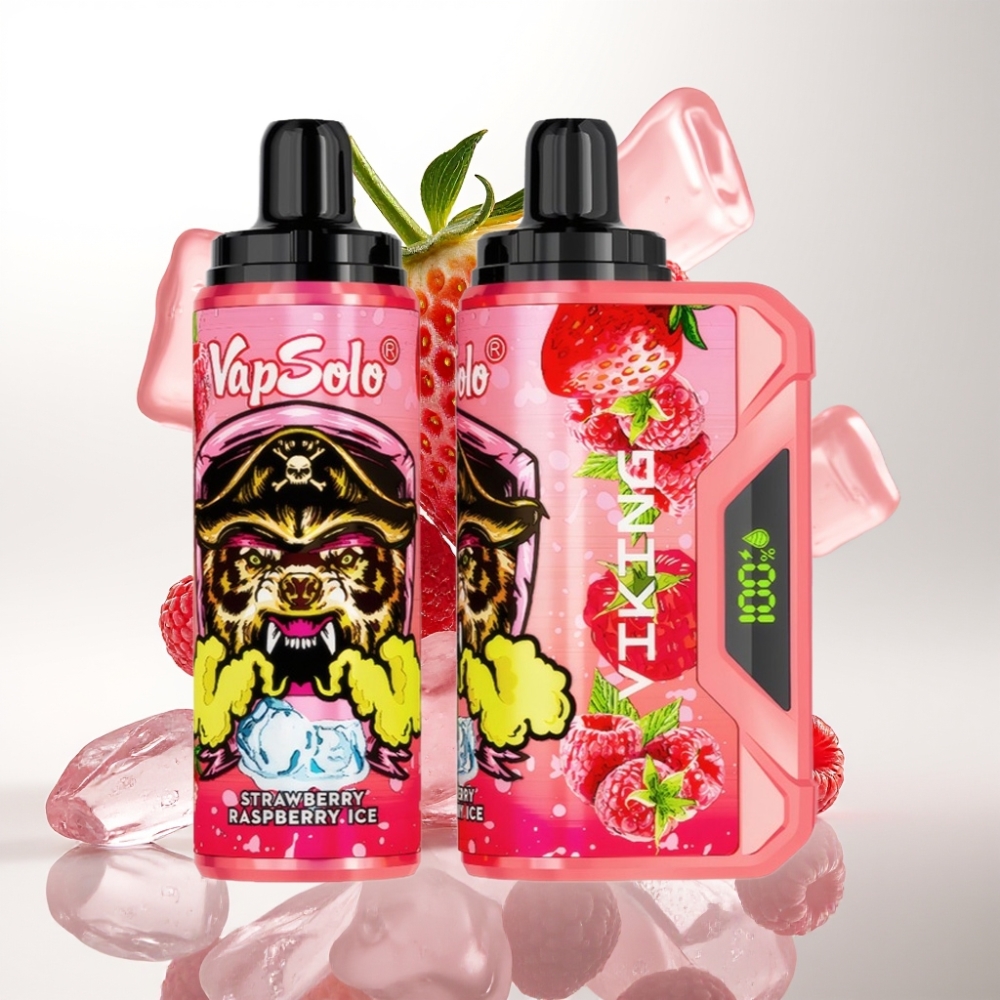 VapSolo VIKING 12000 Pufova Disposable Vape Jagoda Malina Led 22ml 20/50mg/ml Type-C