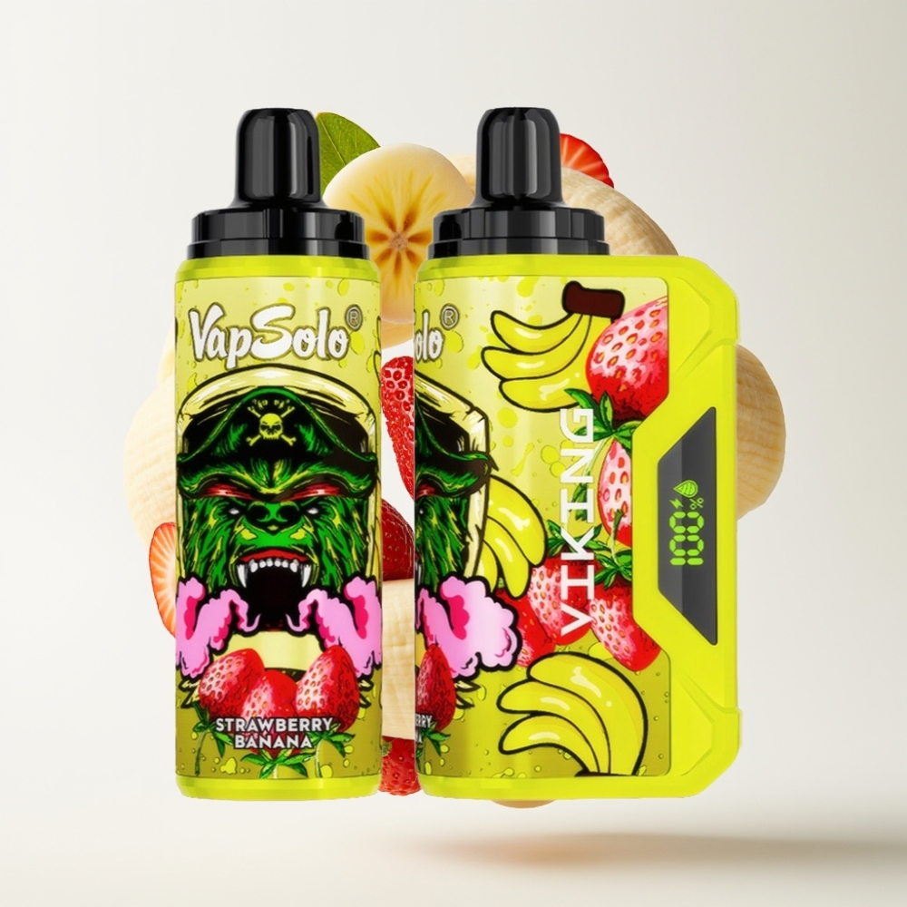 VapSolo VIKING 12000 Pufova Jednokratna Vape Jagoda Banana – 22ml, 20/50 mg/ml, LED, Type-C