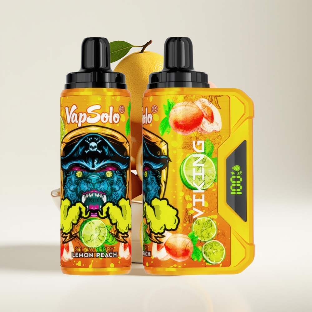 VapSolo VIKING 12000 Pufova Jednokratna Vape Limun Breskva – 22ml, 20/50 mg/ml, LED, Type-C