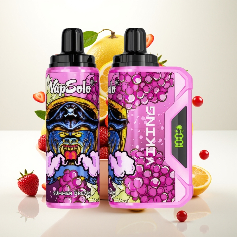 VapSolo VIKING 12000 Pufova Jednokratna Vape Ljetni San – 22ml, 20/50 mg/ml, Type-C, LED zaslon